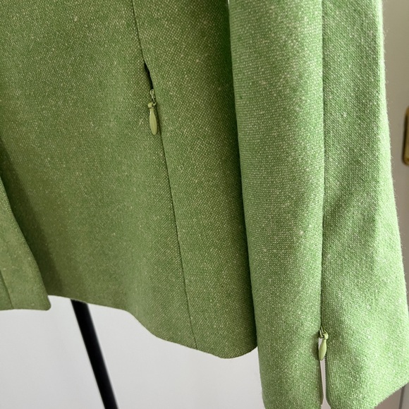 Precis Petite Designer Blazer Career Collared Jacket Women's Wool Green 10P / 8P - Picture 7 of 10